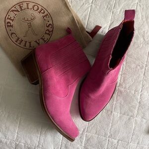 Penelope Chilvers Pink Suede Ankle Boots